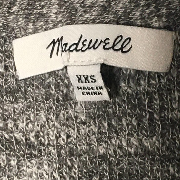 Madewell Alton Cardigan Sweater Gray White Knit 4 Button Front  Item J8838 XXS - Picture 4 of 9